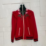 Gucci Jaqueta Red Jersey Floral Embroidered P