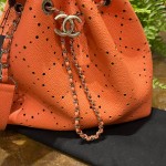 .Chanel  Drawstring Bucket Bag Perforated caviar Medium 