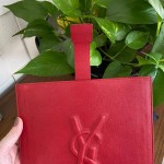 Saint Laurent Paris Red Leather Belle Du Jour iPad Sleeve